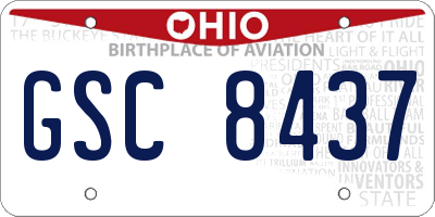 OH license plate GSC8437