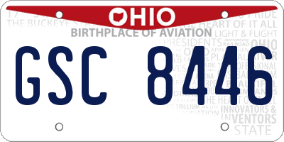 OH license plate GSC8446