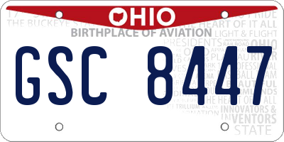 OH license plate GSC8447