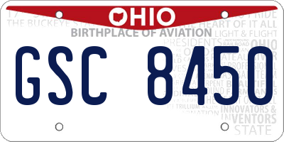 OH license plate GSC8450