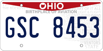 OH license plate GSC8453