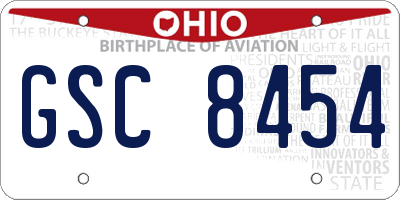 OH license plate GSC8454