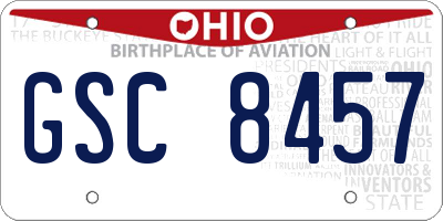 OH license plate GSC8457