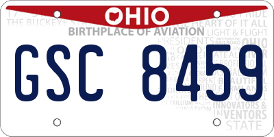 OH license plate GSC8459