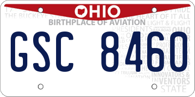 OH license plate GSC8460