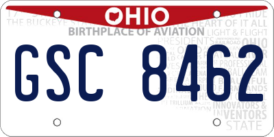 OH license plate GSC8462