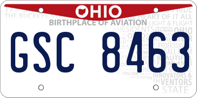 OH license plate GSC8463