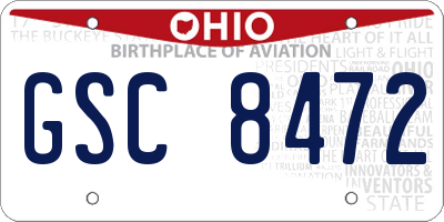 OH license plate GSC8472