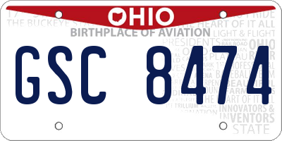 OH license plate GSC8474