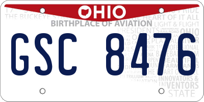 OH license plate GSC8476