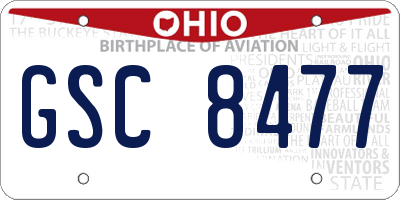 OH license plate GSC8477