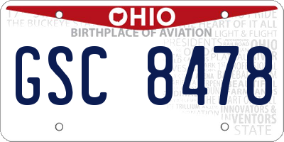 OH license plate GSC8478