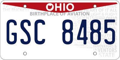 OH license plate GSC8485