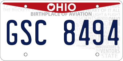 OH license plate GSC8494