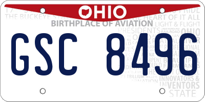 OH license plate GSC8496