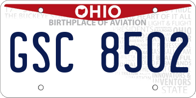 OH license plate GSC8502