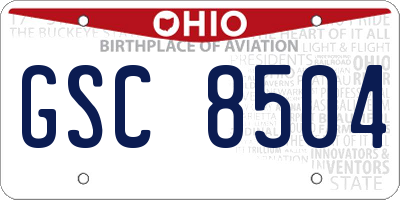 OH license plate GSC8504