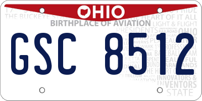 OH license plate GSC8512