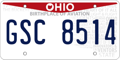 OH license plate GSC8514