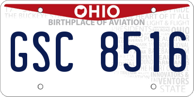 OH license plate GSC8516