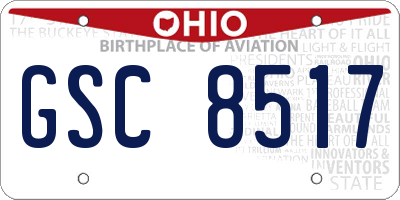 OH license plate GSC8517