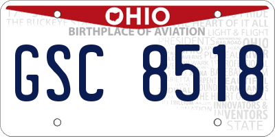 OH license plate GSC8518