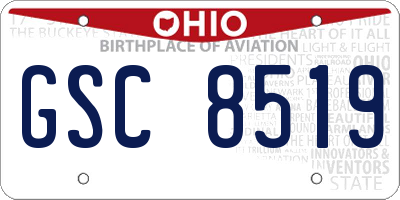 OH license plate GSC8519