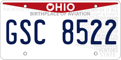 OH license plate GSC8522