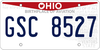 OH license plate GSC8527