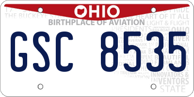 OH license plate GSC8535