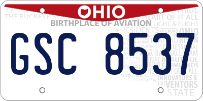 OH license plate GSC8537