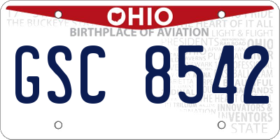 OH license plate GSC8542