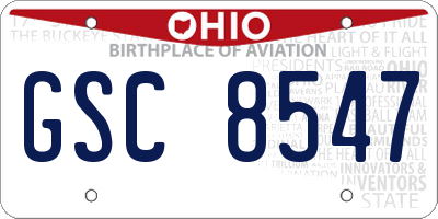 OH license plate GSC8547