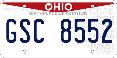 OH license plate GSC8552