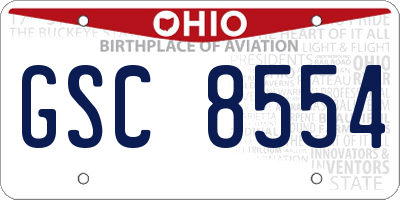 OH license plate GSC8554