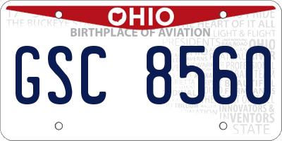 OH license plate GSC8560