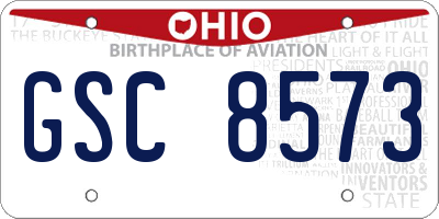 OH license plate GSC8573