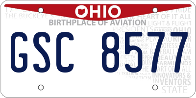 OH license plate GSC8577