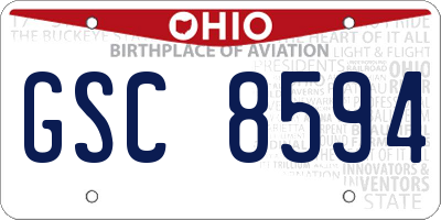 OH license plate GSC8594