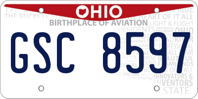 OH license plate GSC8597