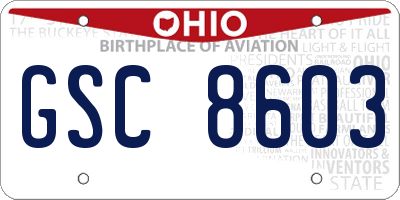 OH license plate GSC8603