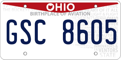 OH license plate GSC8605