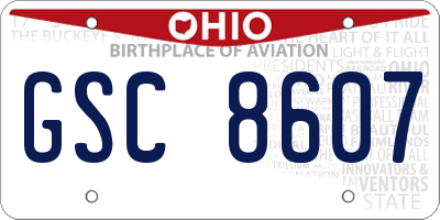 OH license plate GSC8607