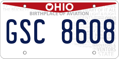 OH license plate GSC8608