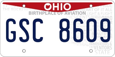 OH license plate GSC8609