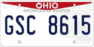 OH license plate GSC8615