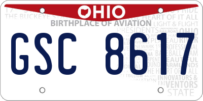 OH license plate GSC8617