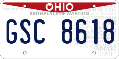 OH license plate GSC8618