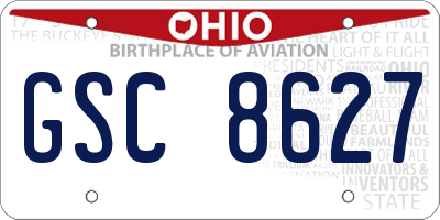 OH license plate GSC8627