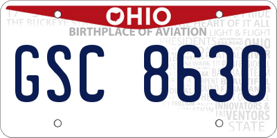 OH license plate GSC8630